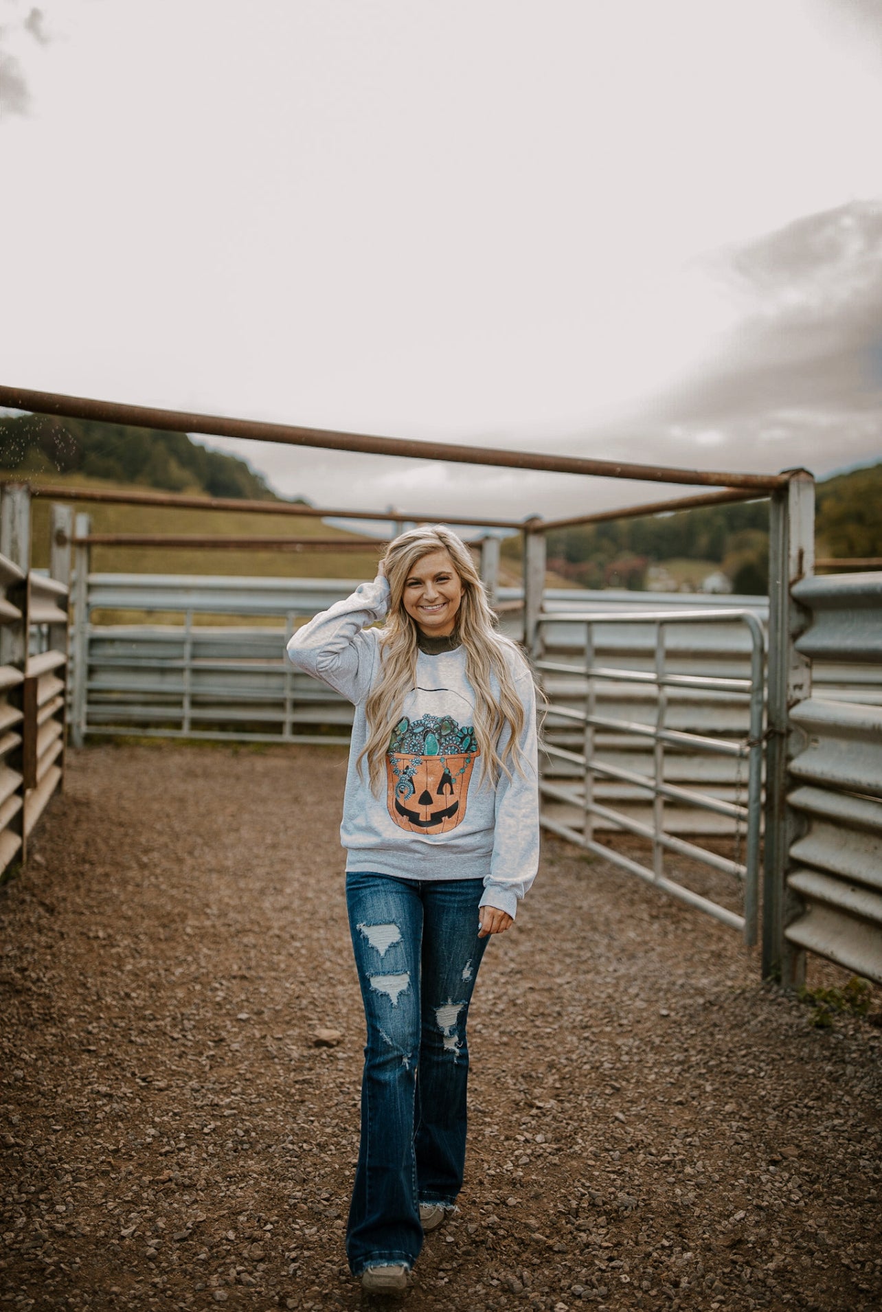 Turquoise Jack-O-Lantern Sweatshirt