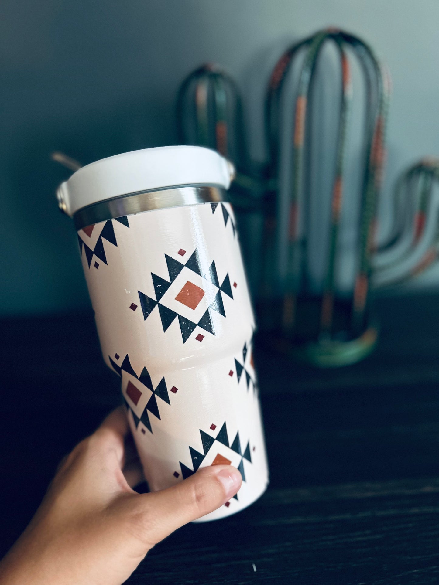Tan Aztec Handle Tumblers