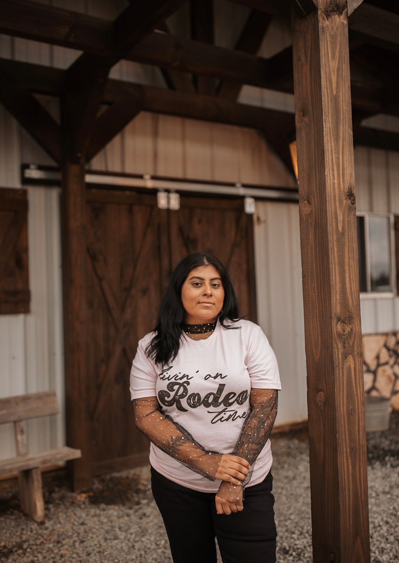 Livin’ On Rodeo Time Tee- Pink