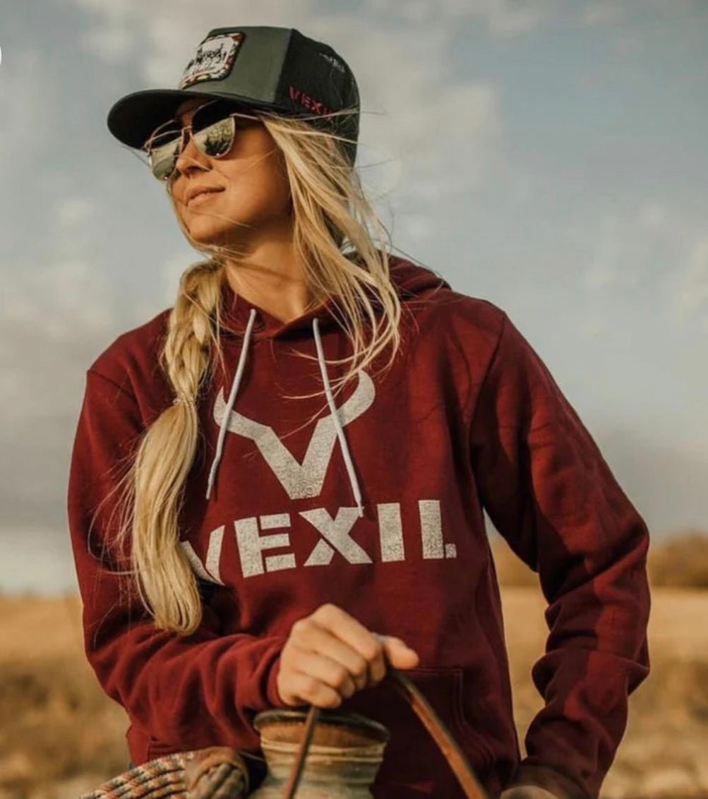 Vexil Brand - Hoodie - Distressed Logo - Maroon