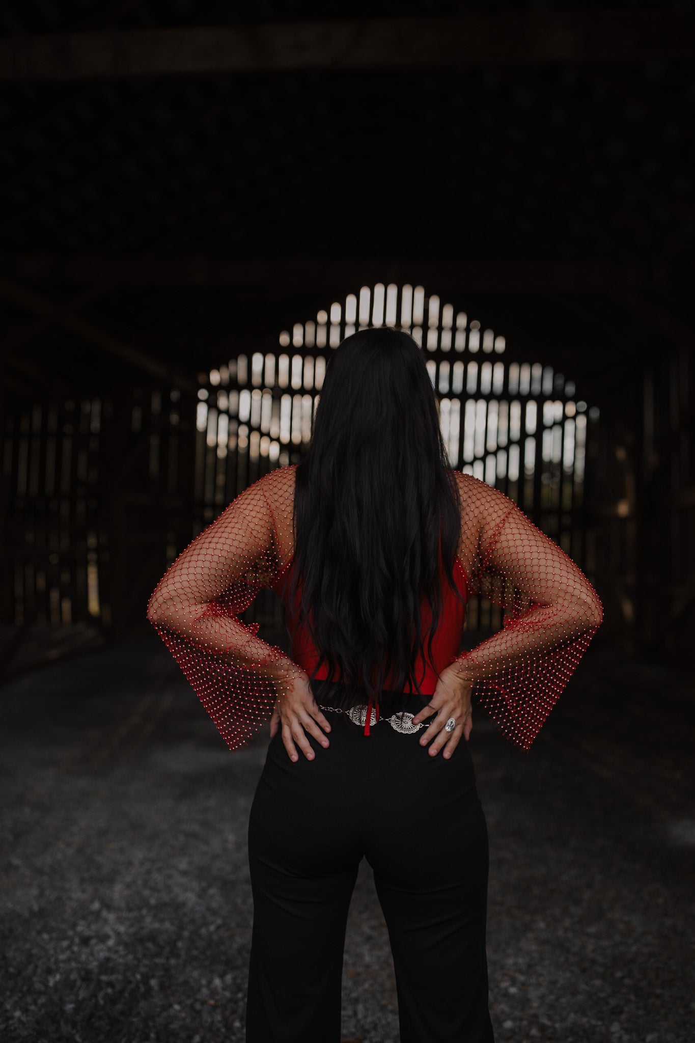 Rhinestone Bodysuit- Red