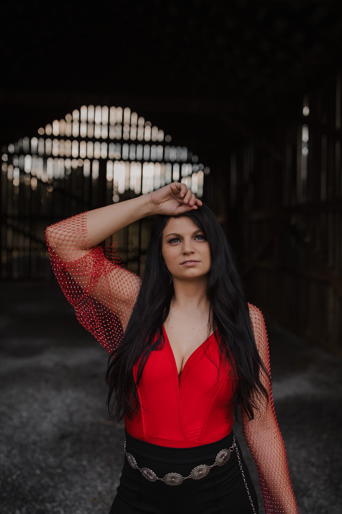 Rhinestone Bodysuit- Red