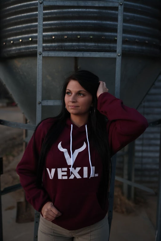 Vexil Brand - Hoodie - Distressed Logo - Maroon