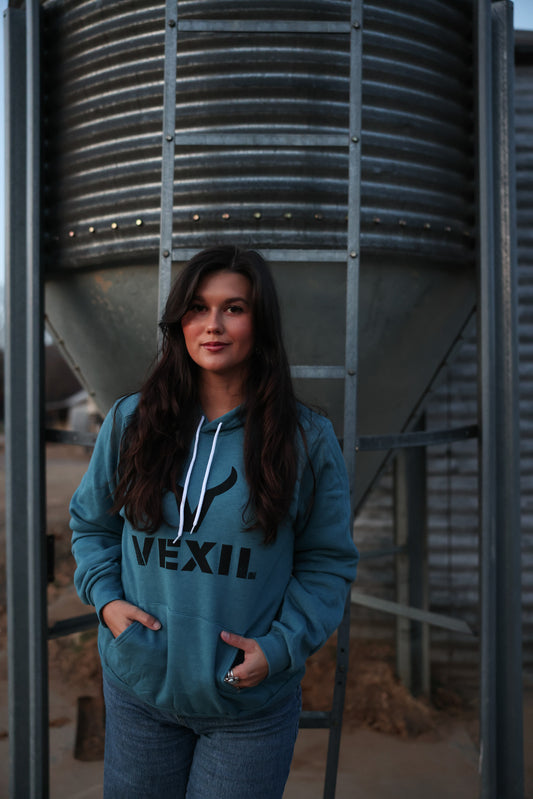 Vexil Brand - Hoodie - Distressed Logo - Deep Teal