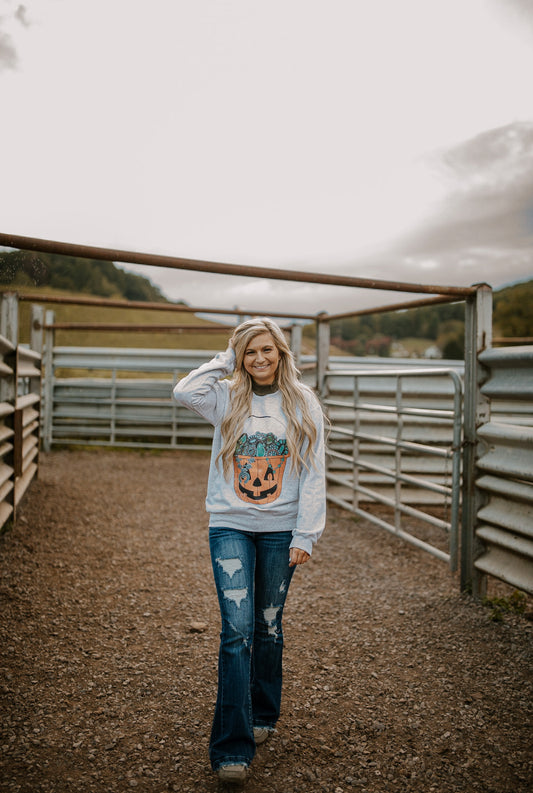 Turquoise Jack-O-Lantern Sweatshirt